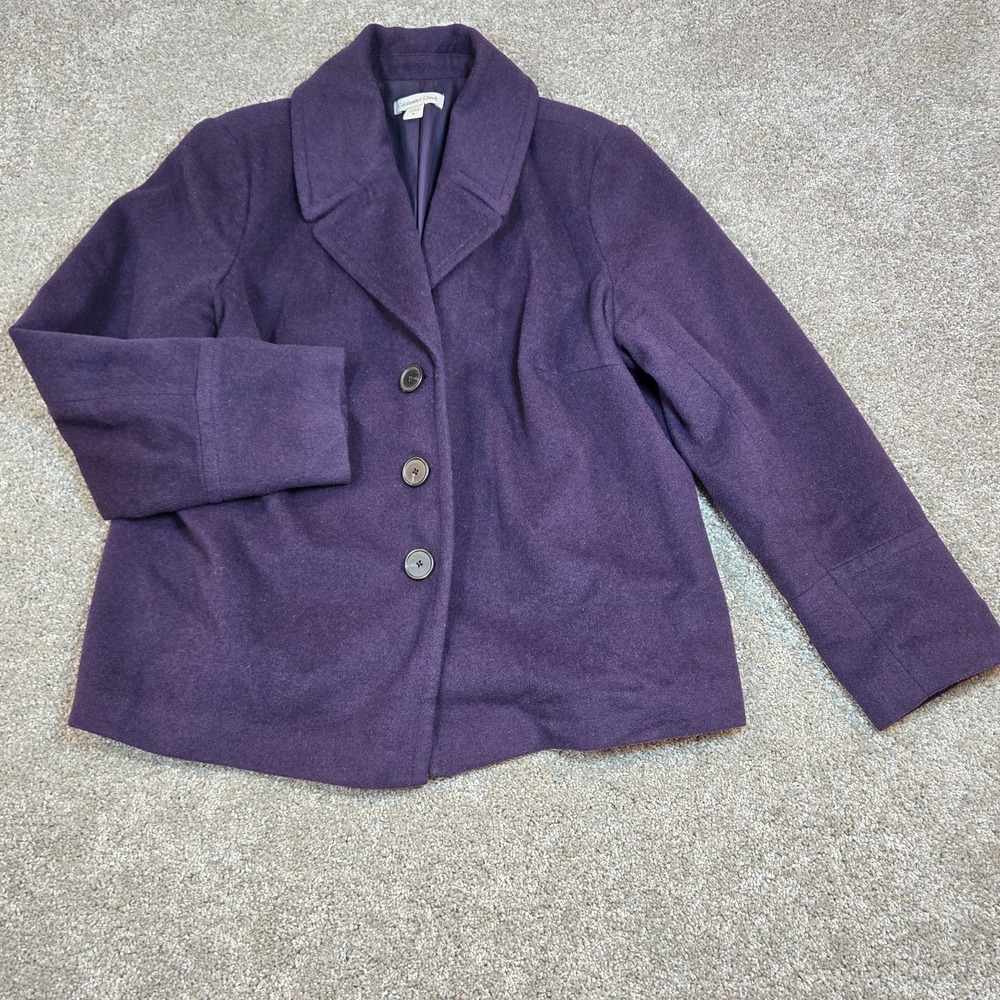 Coldwater Creek Women Career Blazer Jacket purple wool blend lined long sleeved